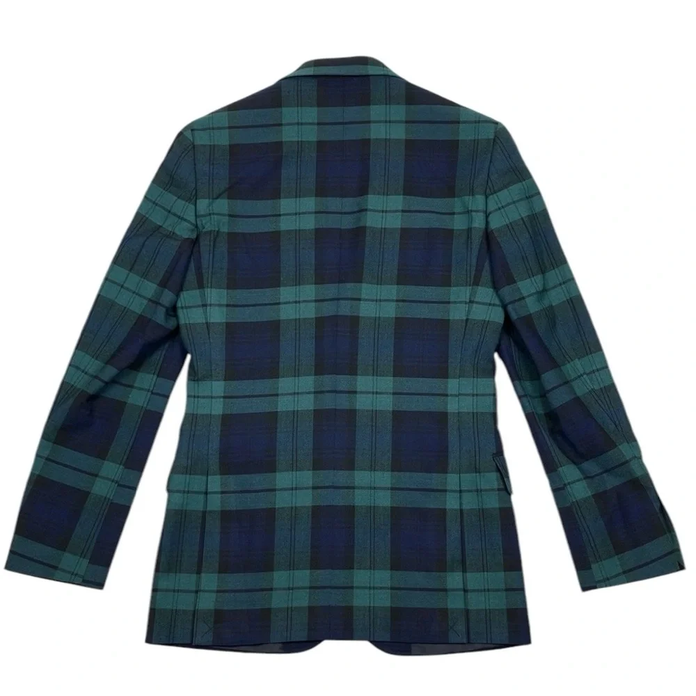 J Crew Thompson University Blazer Blue Green Plaid Men's 34 NWT